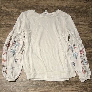 Floral Embroidered White Top